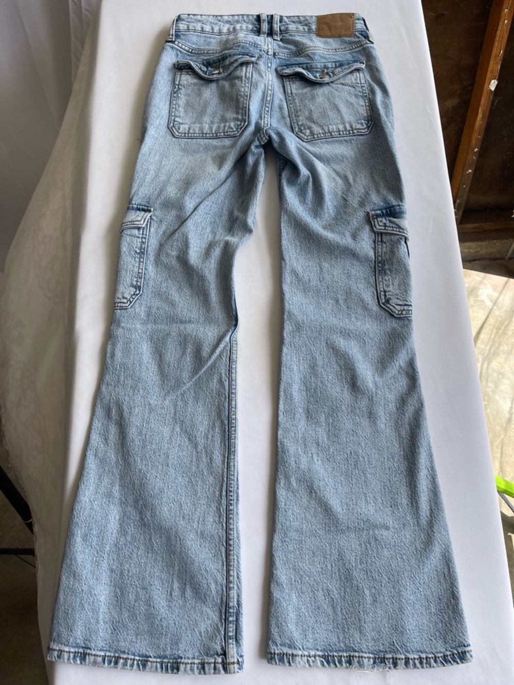 Aeropostale Light Blue High-Rise Cargo Flare Jeans - Women's - Picture 10 of 12